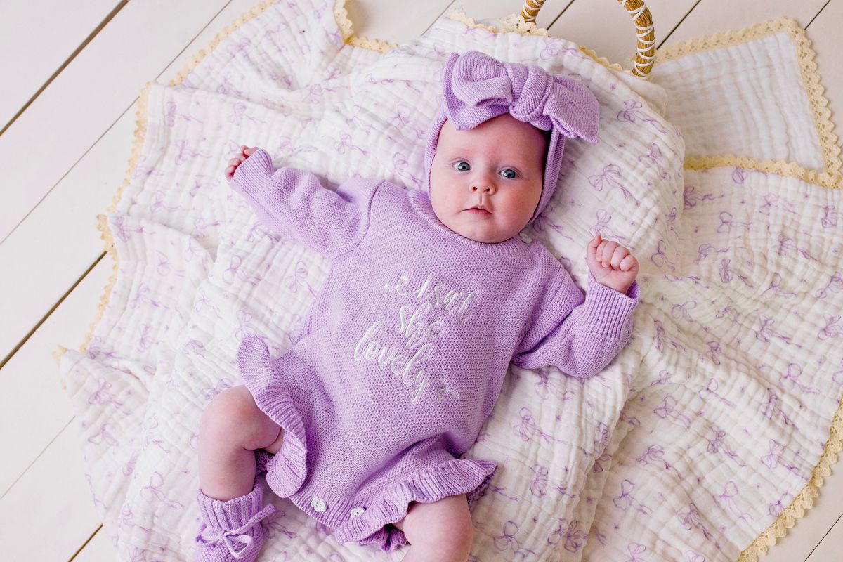 "Isn't She Lovely" Knit Romper - Lilac (NB)