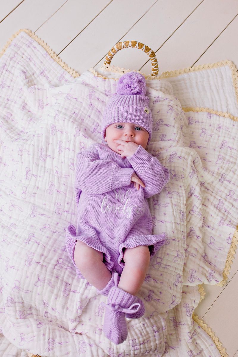 "Isn't She Lovely" Knit Romper - Lilac (NB)