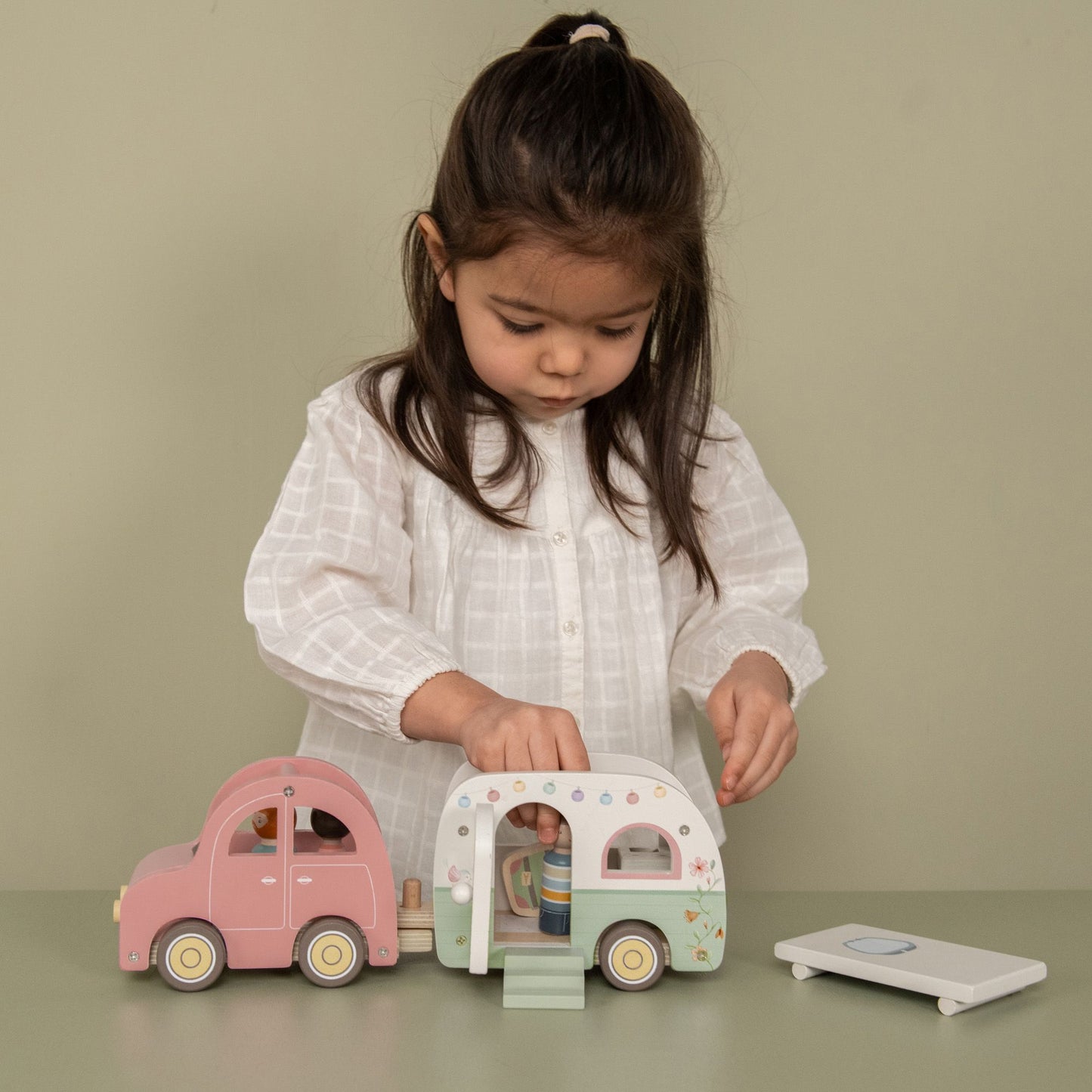 Wooden Toy Car with Caravan