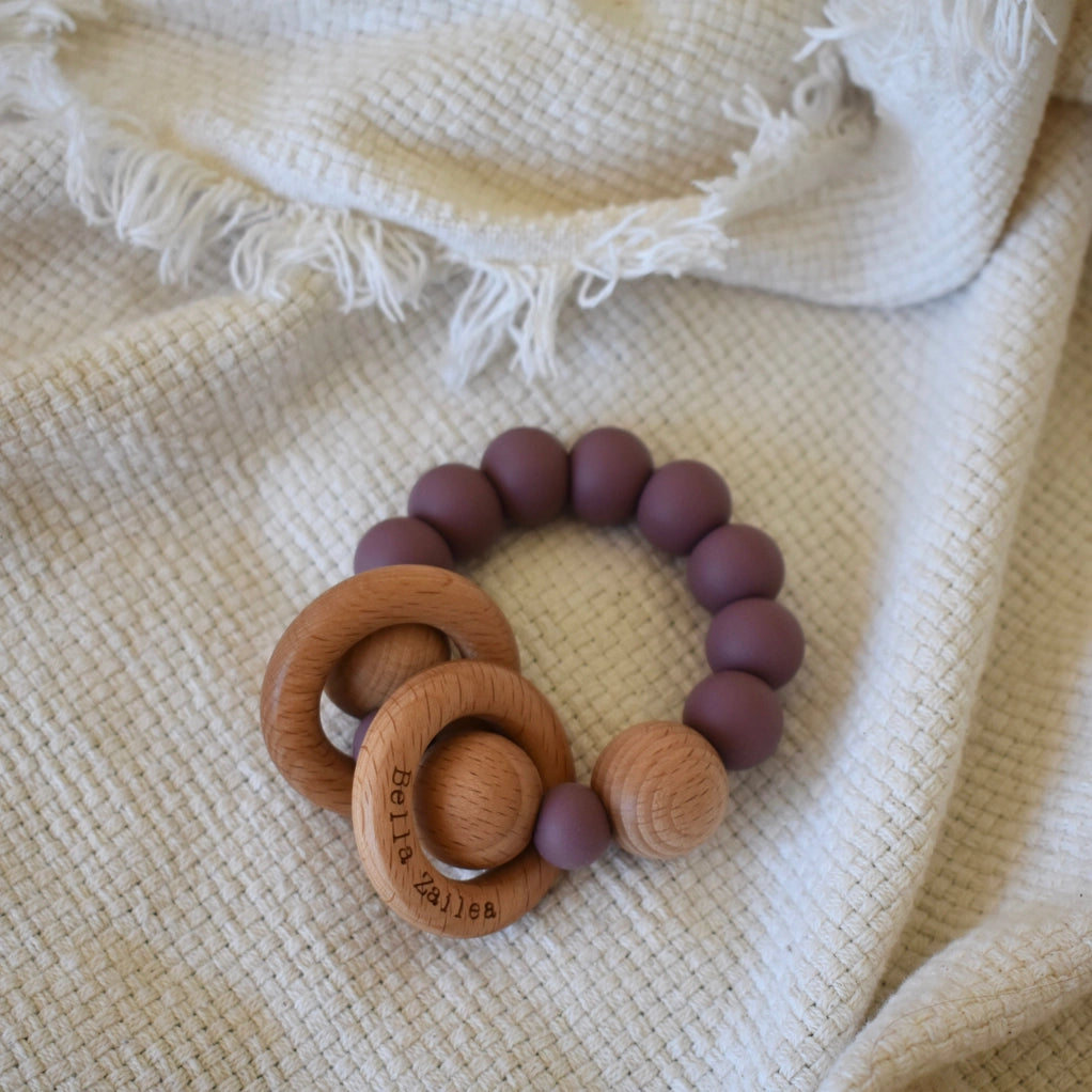 Ring Rattle Teether - Plum