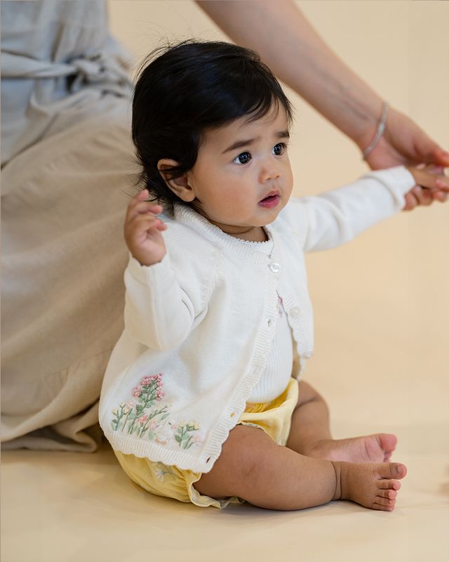 Bonnie Embroidered Cardigan - Cloud