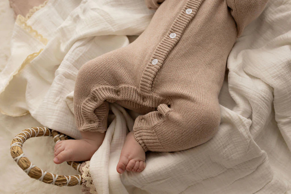 Classic Knit Romper - Latte