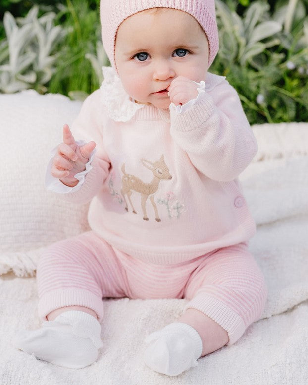 Molly Knitted Leggings - Pink Stripe