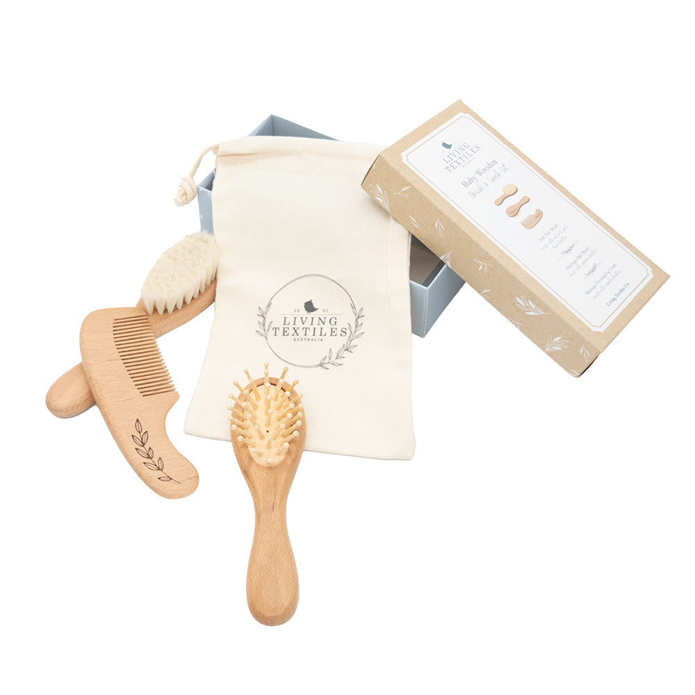 Wooden Baby 3 Pce Brush & Comb Set