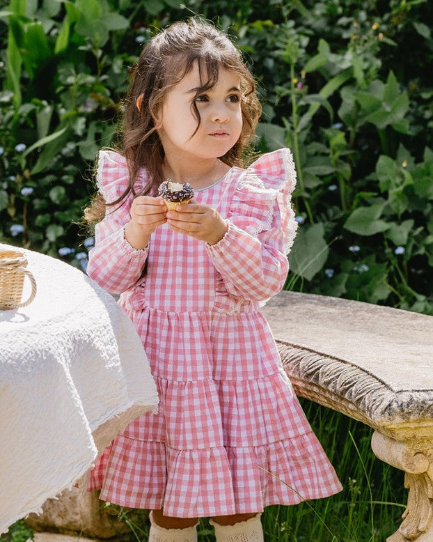 Lyla Gingham Dress - Coral Gingham