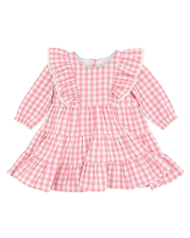 Lyla Gingham Dress - Coral Gingham