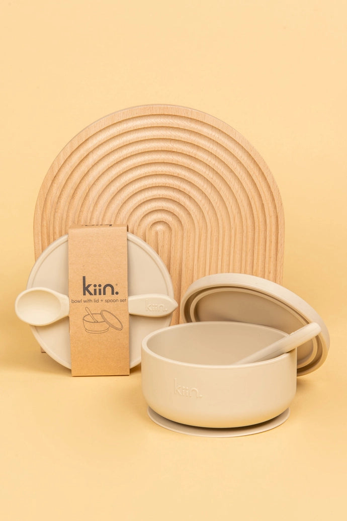 Silicone Suction Bowl w Lid & Spoon - Vanilla