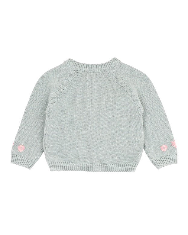 Molly Cardigan w Hand Embroidery - Sage Marl