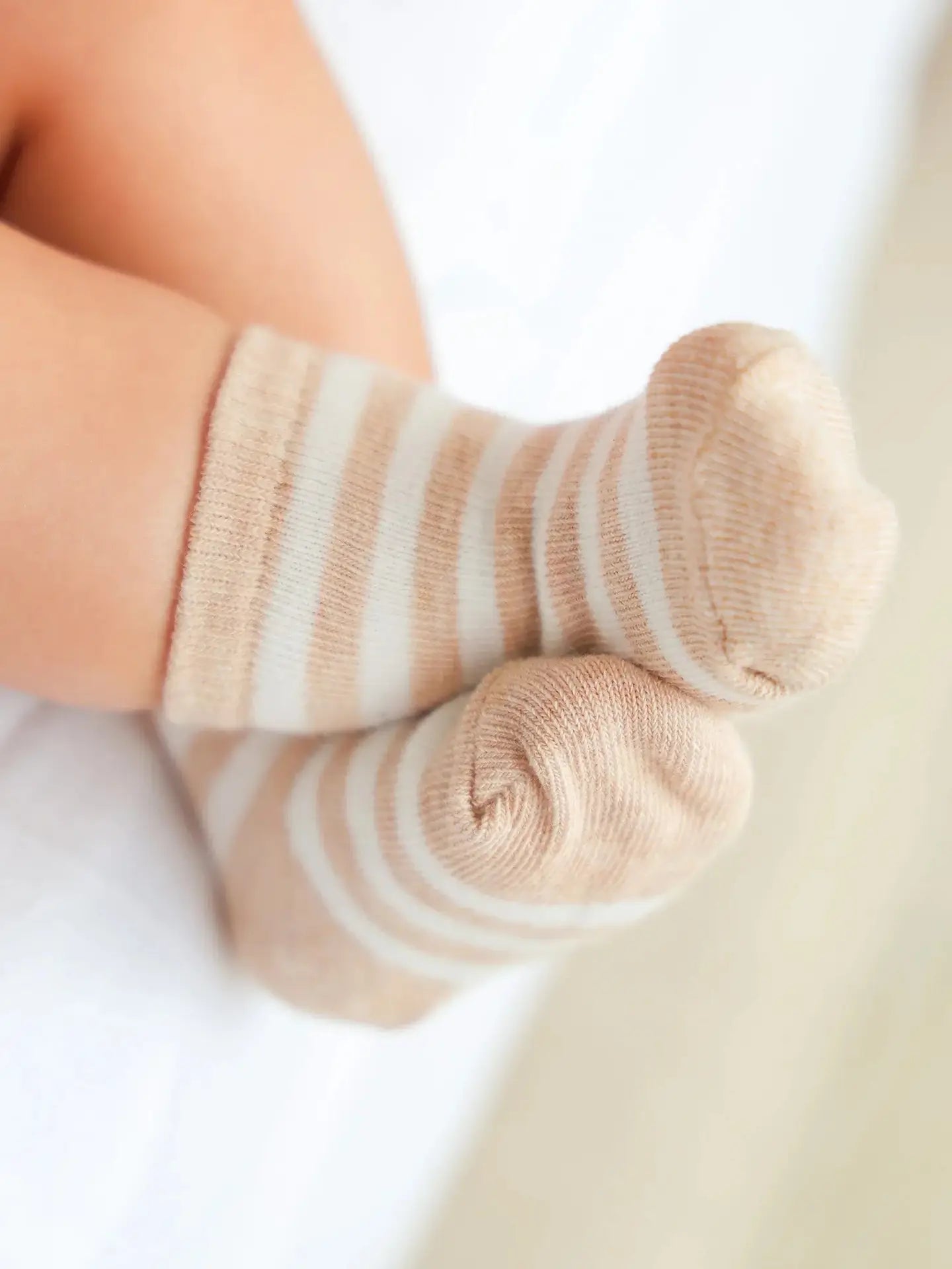Organic Cotton Baby Socks - Oat Stripes