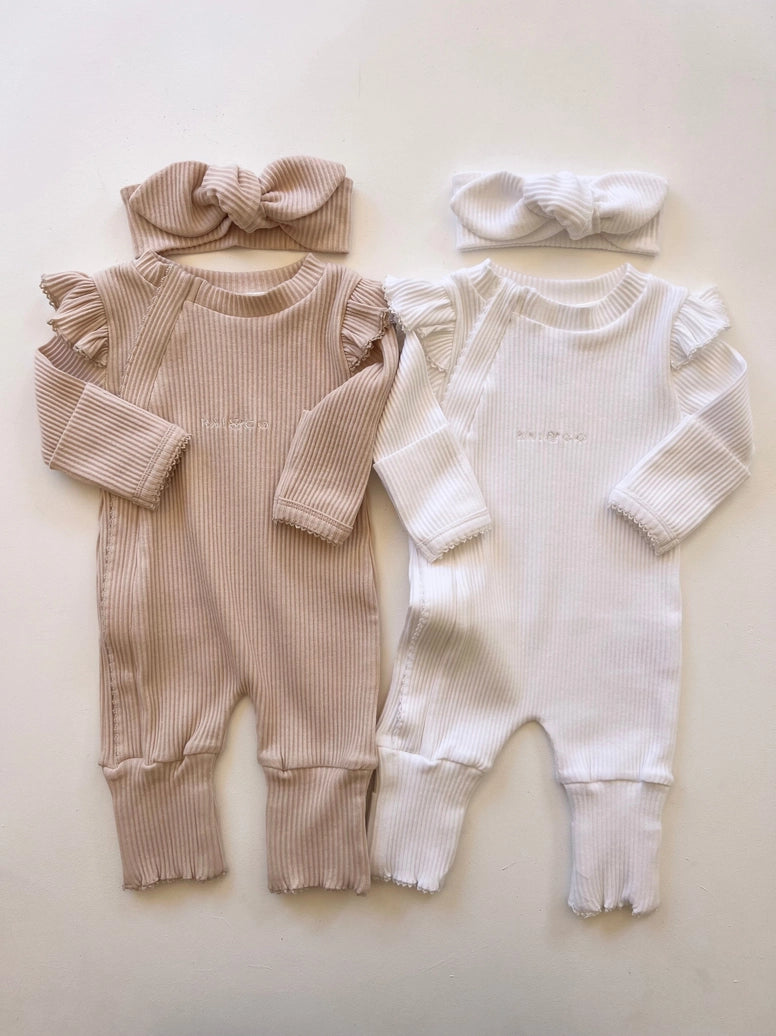 Ribbed Knotted Headband - White