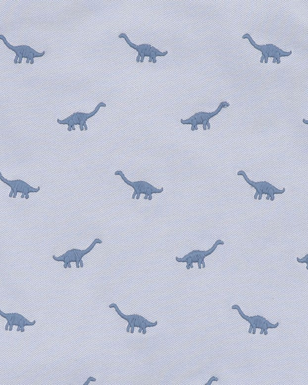Isaac Embroidered Dino Polo - Chambray Blue