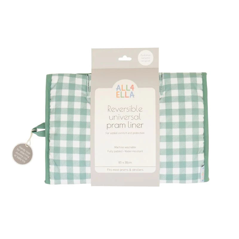 Pram Liner - Gingham Sage