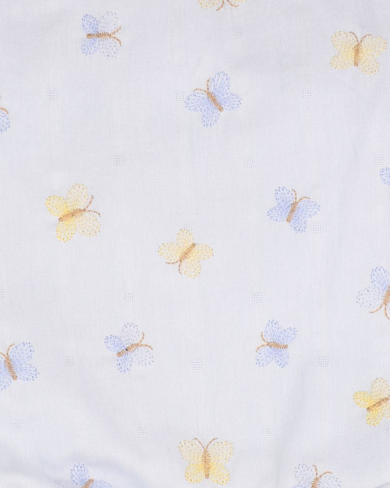 Libby Emb. Butterfly Romper - Pale Blue