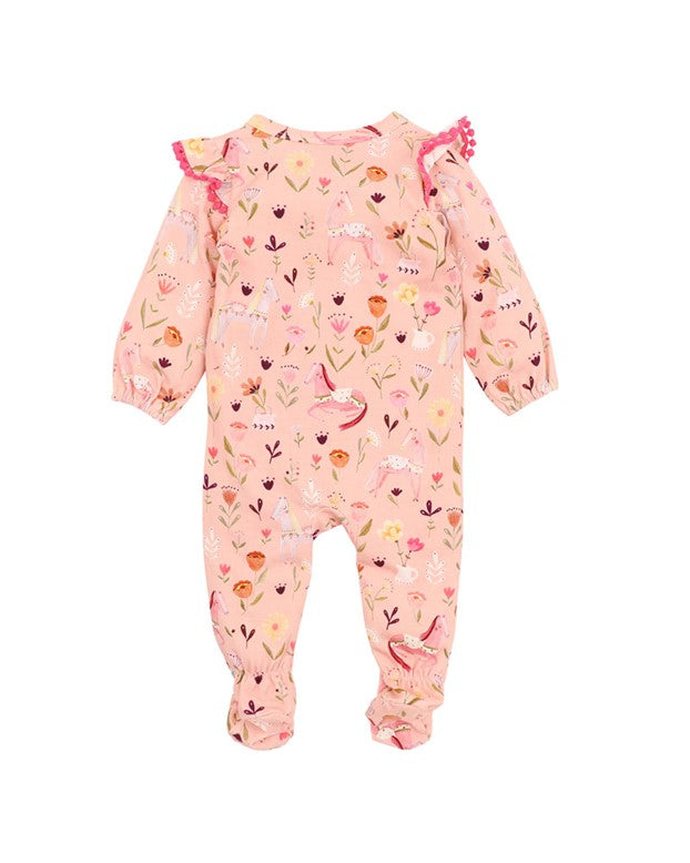Wild Horses L/S Zip Onesie - Wild Horses Print