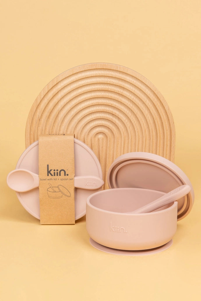 Silicone Suction Bowl w Lid & Spoon - Blossom