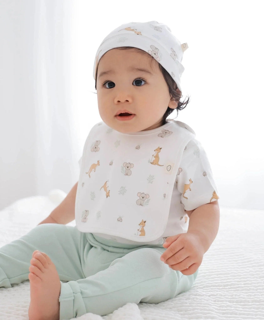 Organic Cotton Bib - Kangaroo & Koala