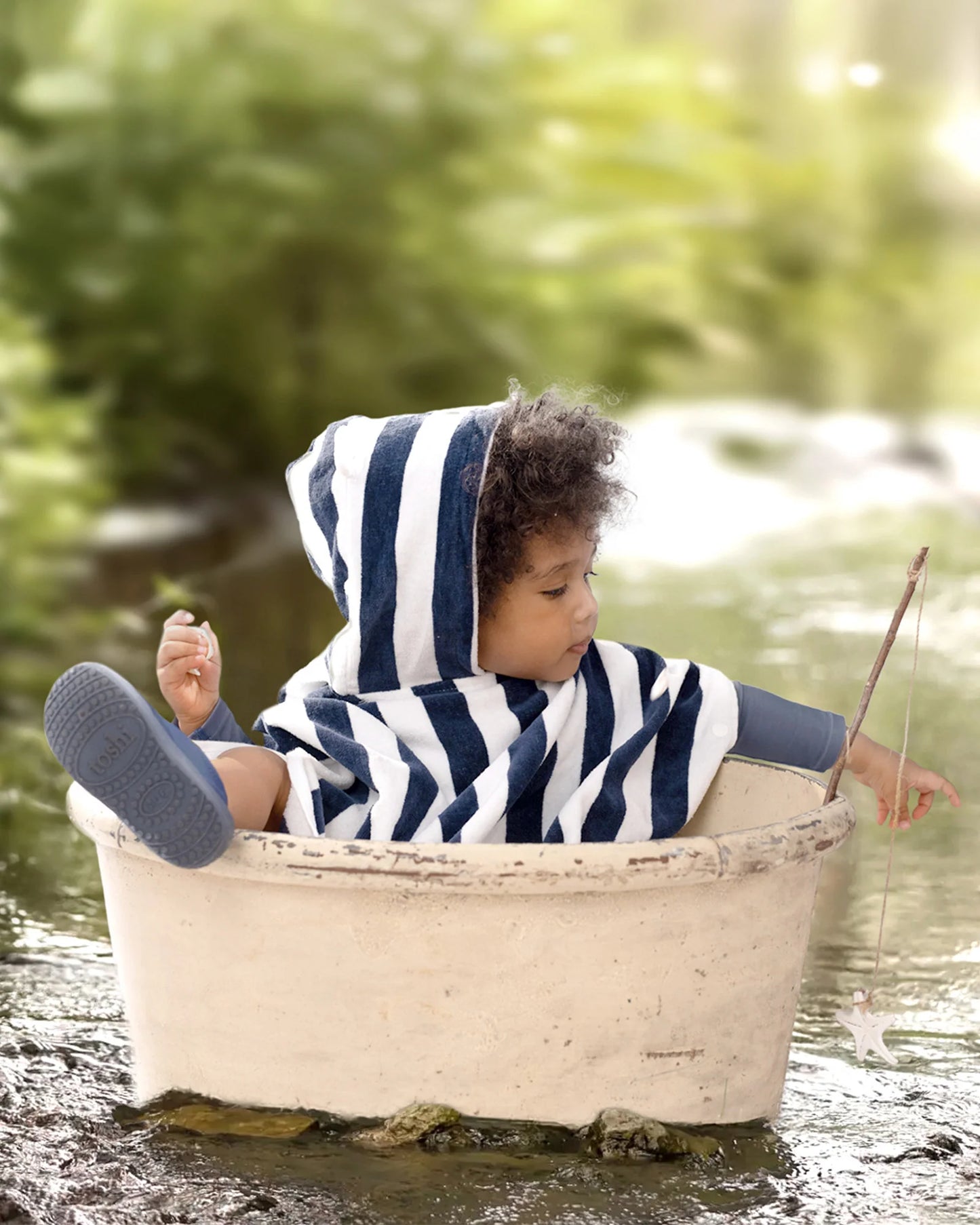 Toshi Hooded Towel - Midnight Stripe