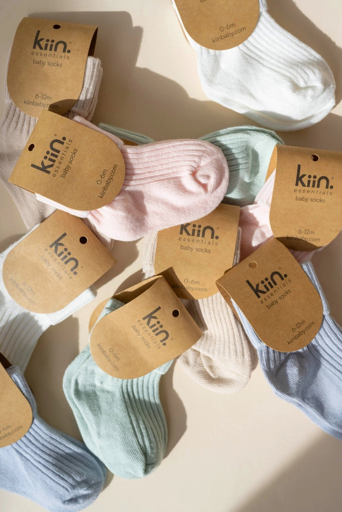 Cotton Ribbed Baby Socks 0-6M - Blue