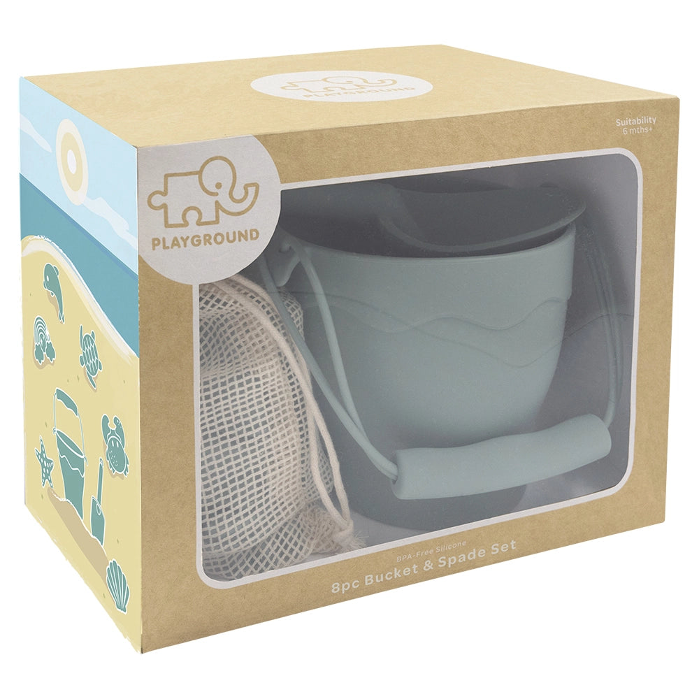 Silicone 8 Pc Bucket & Spade Set -Sage