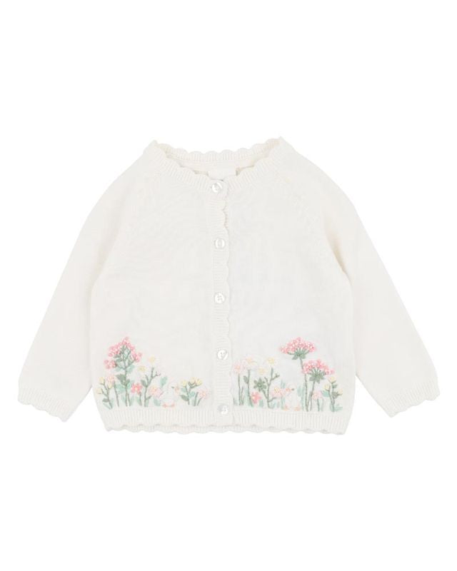 Bonnie Embroidered Cardigan - Cloud
