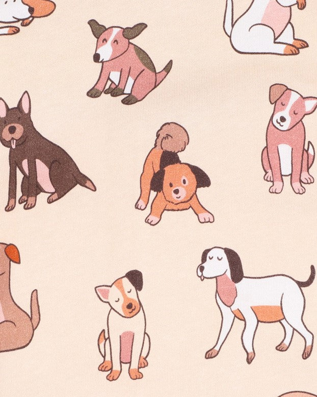 Cool Dogs L/S Henley Romper - Cool Dogs Print