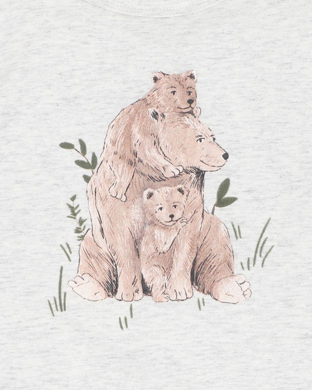Mateo Bear Tee - Lt Grey Marl