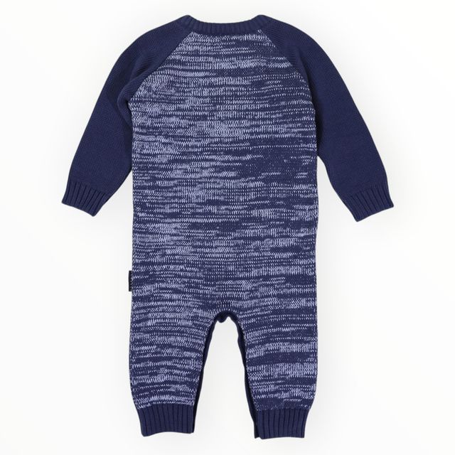 Bear Fleck Knit Romper - Blue