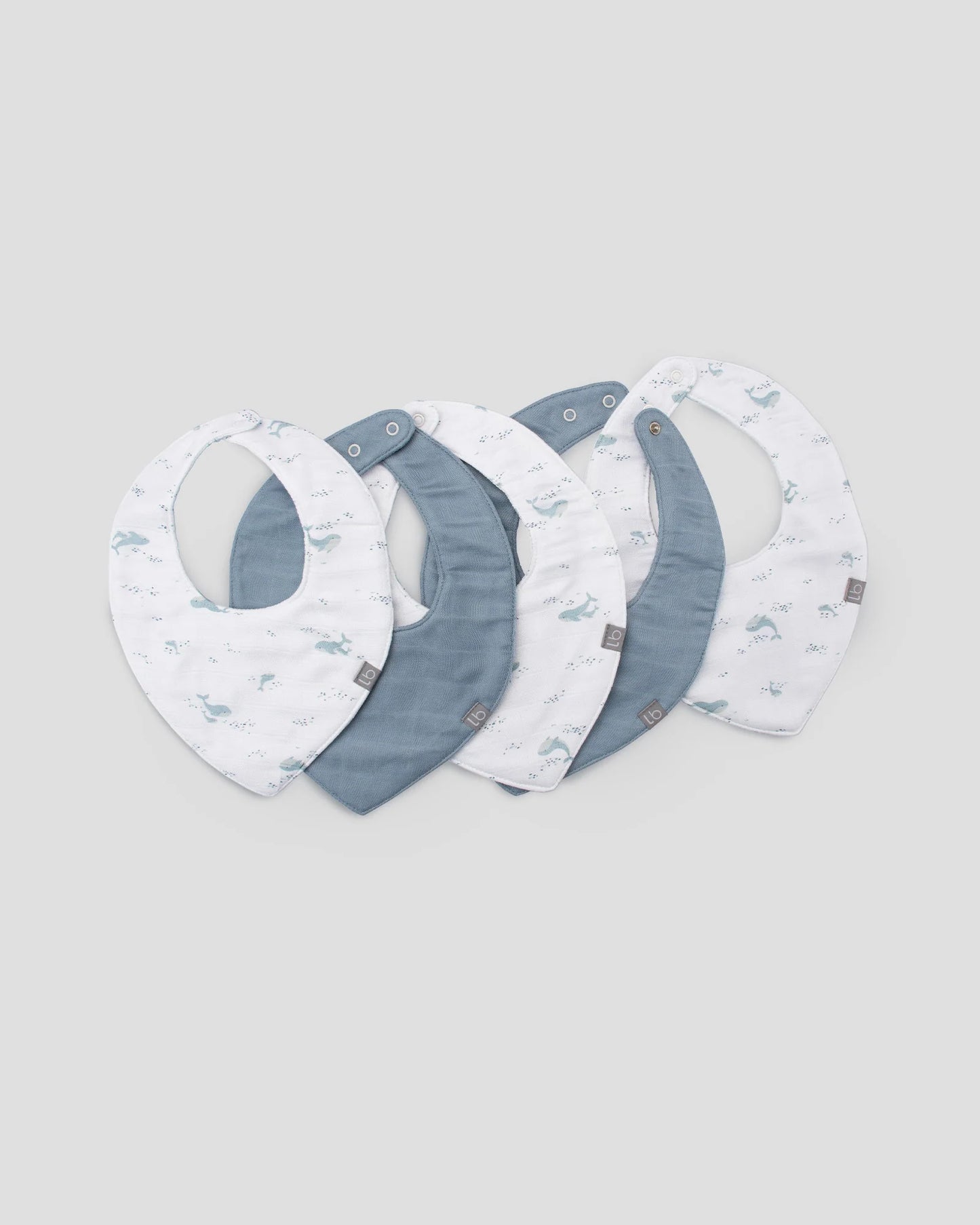 Muslin Bibs 5PK - Retro Blue