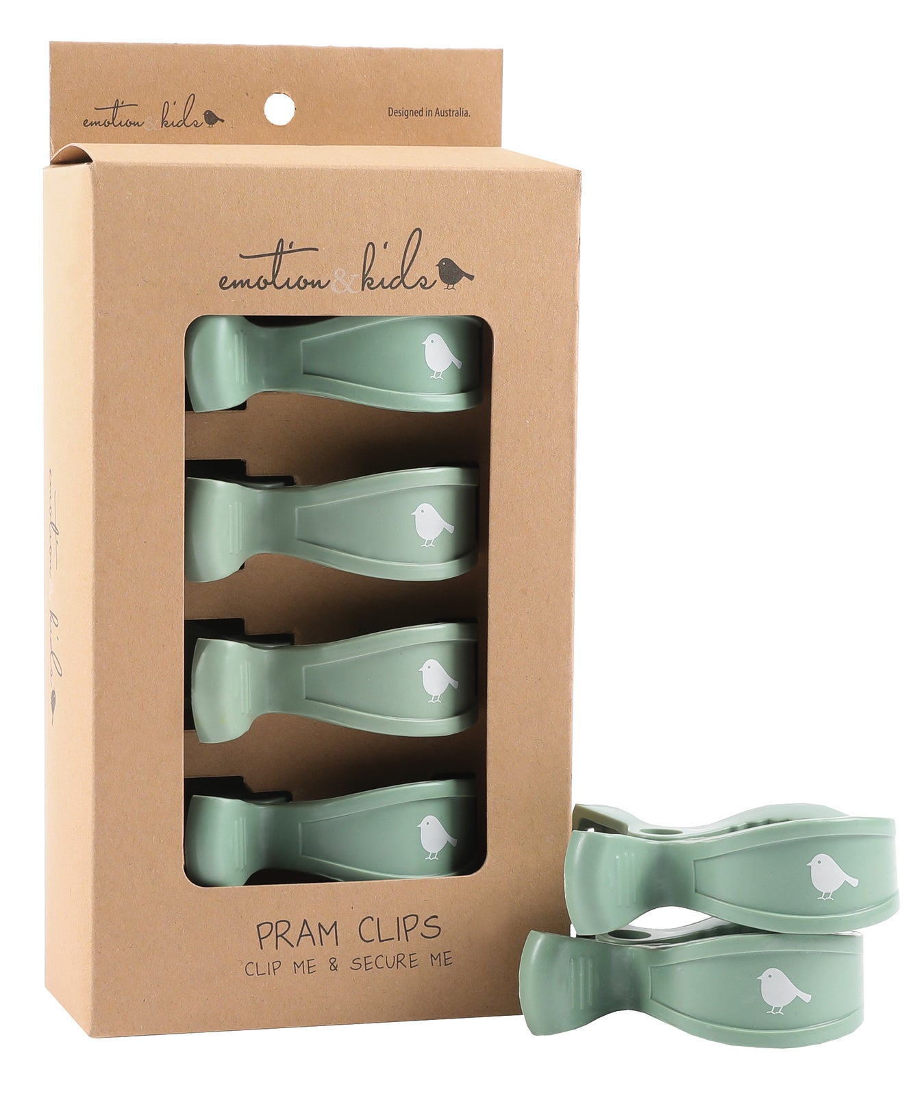Pram Clips 4pk - Sage