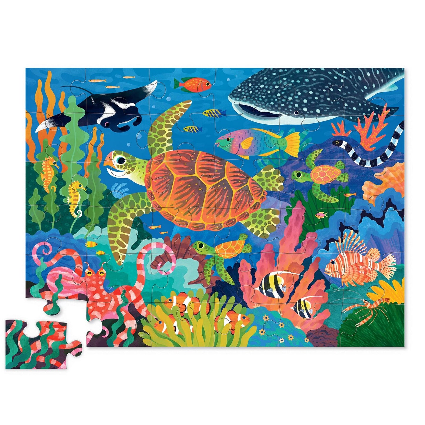 Classic Floor Puzzle 36Pc - Sea Turtle (Foil Stamped)