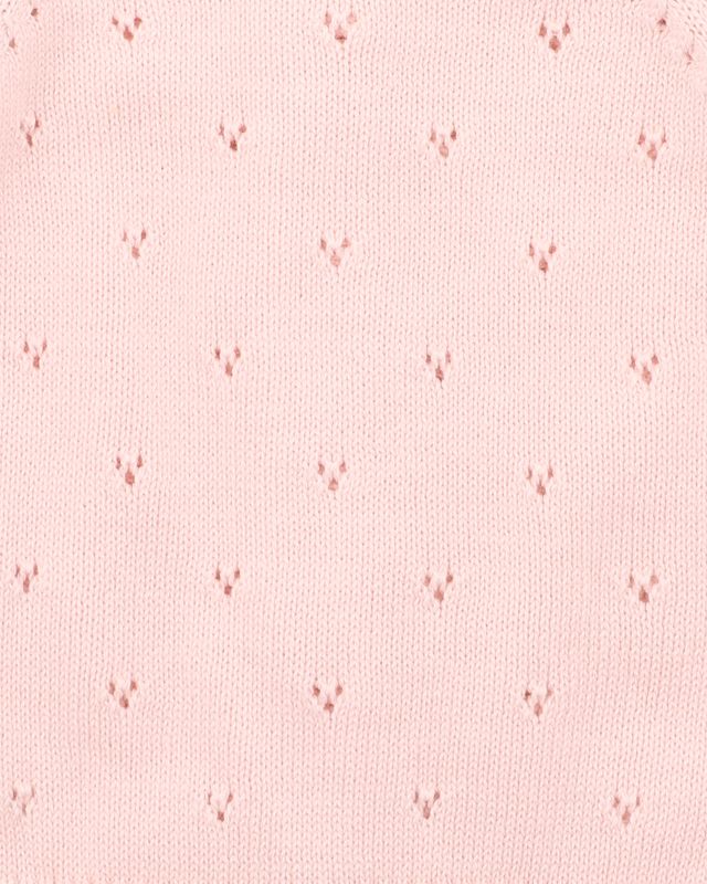 Girl Pointelle Cardigan - Pale Pink