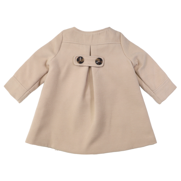 Double Breasted Satin Lined Overcoat - Beige