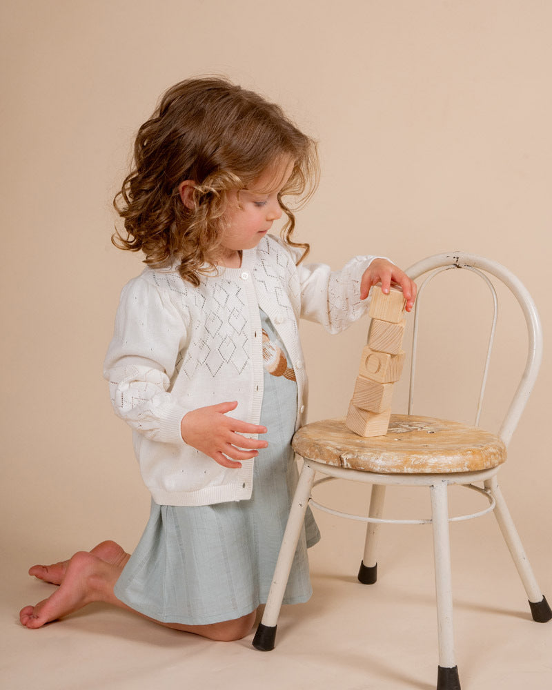 Cloud Pointelle Knitted Cardigan - Cloud