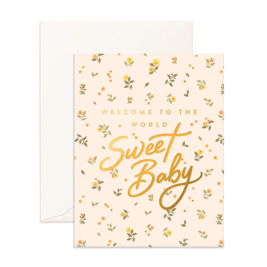 Card - Welcome Sweet Baby Broderie