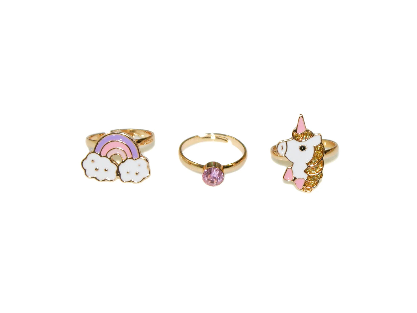 Unicorn & Rainbow 3 Ring Set - Pink
