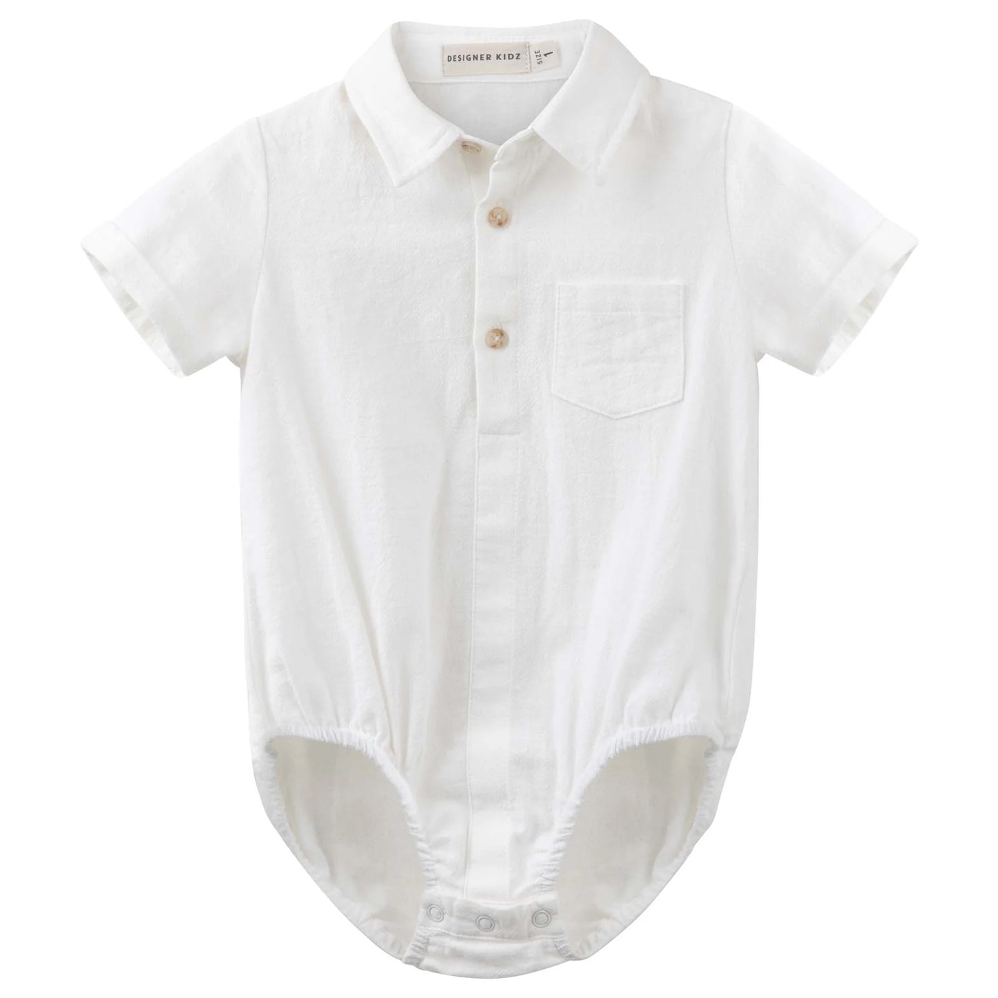 Archie S/S Button Romper - Ivory