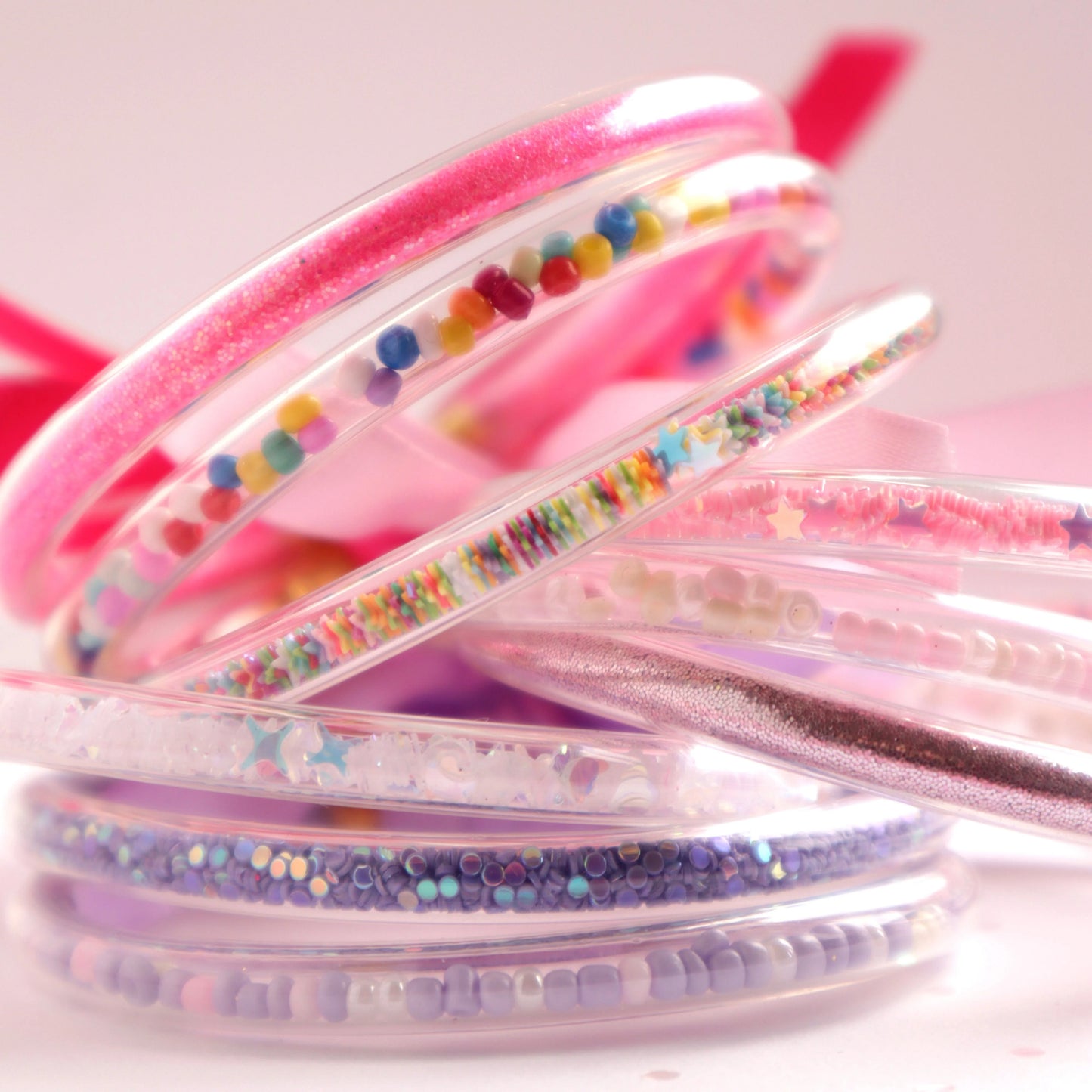 Pink Glitter Bracelets 3Pk