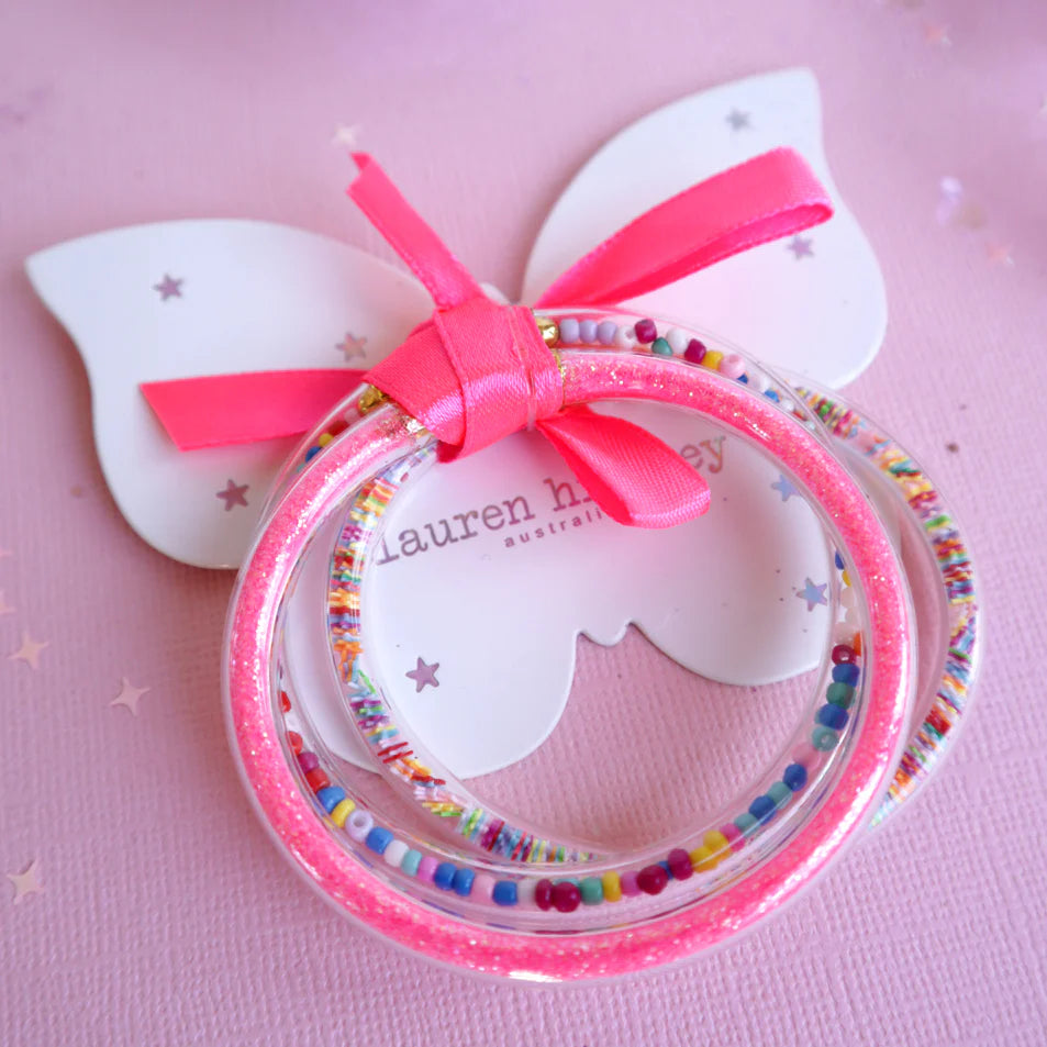 Hot Pink Glitter Bracelets 3Pk