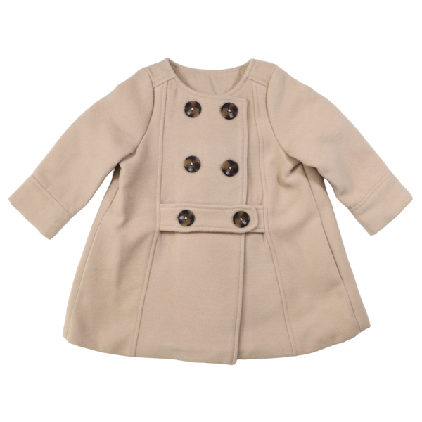 Double Breasted Satin Lined Overcoat - Beige