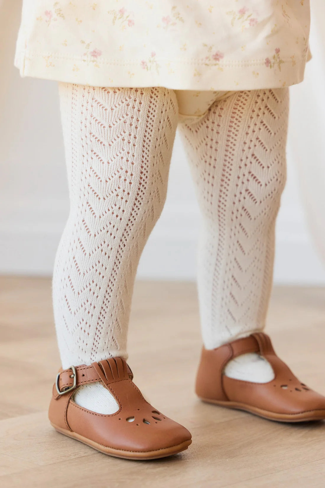 Cable Weave Tights - Parchment