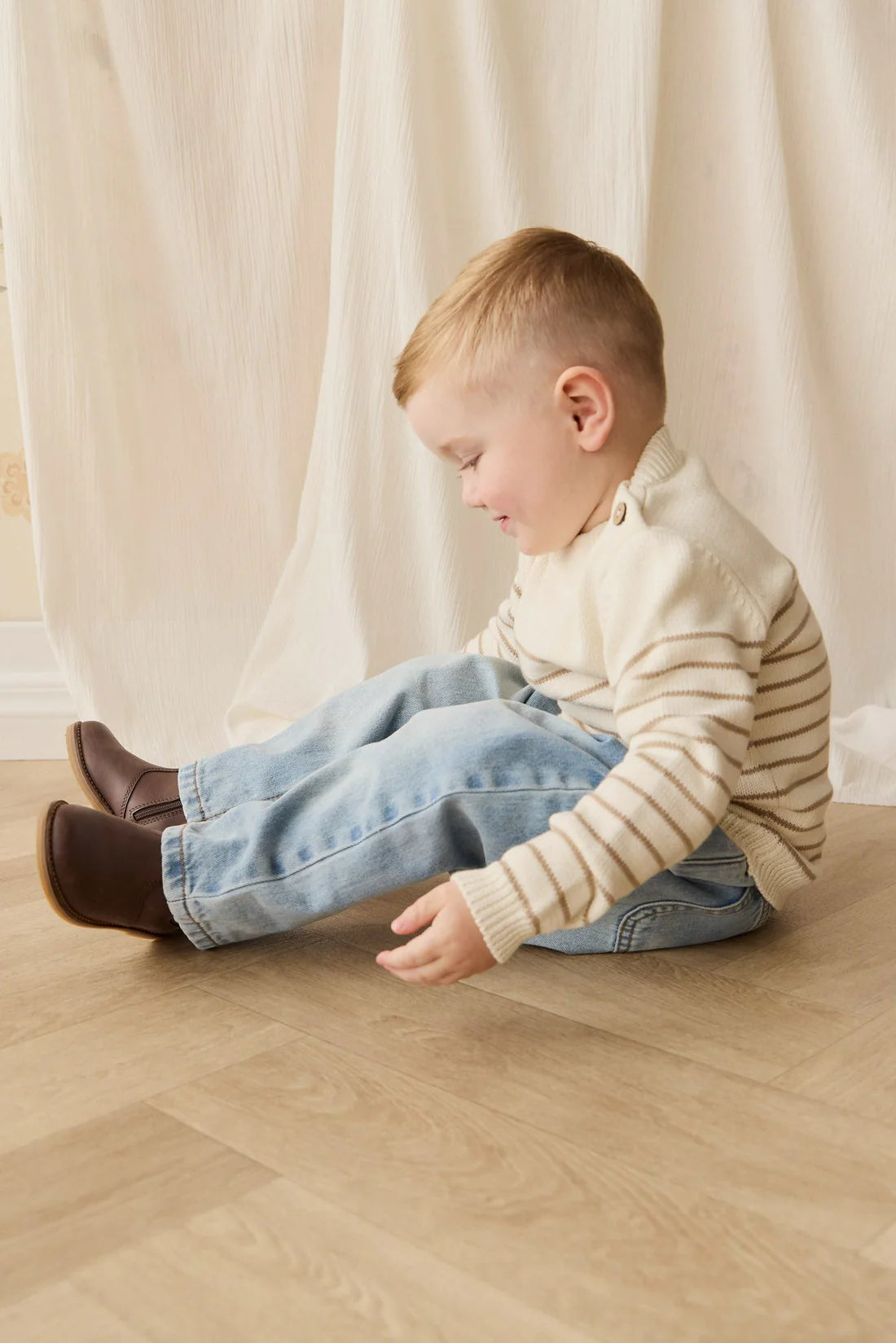 Malcolm Knitted Jumper - Stripe Cloud/Brioche