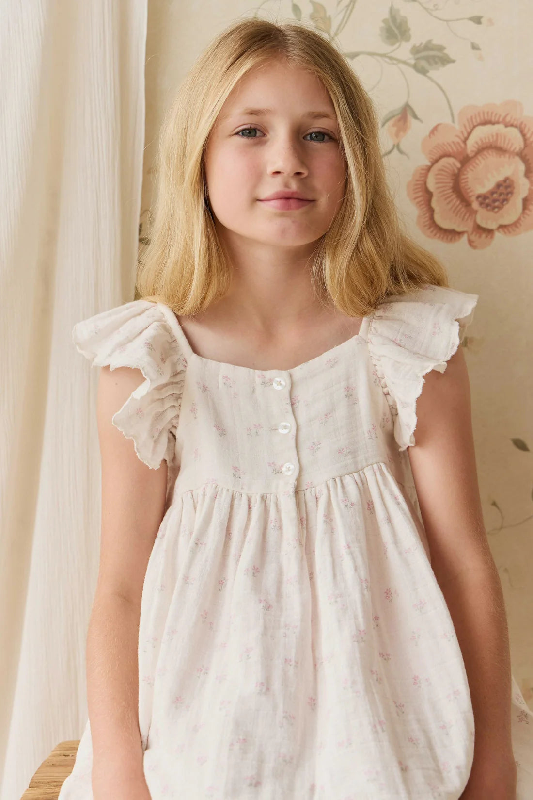 Organic Cotton Muslin Annalise Dress - Pauline Pink