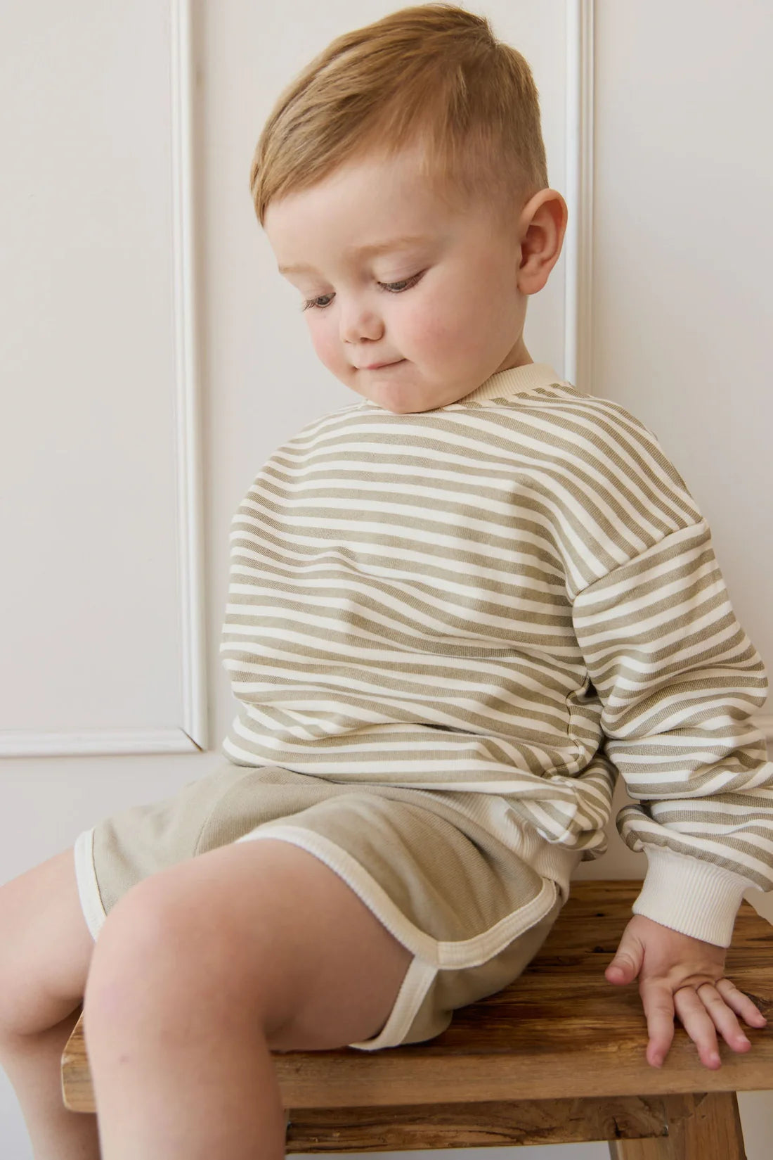 Peyton Sweatshirt - Slim Stripe Sandy Brown/Cloud