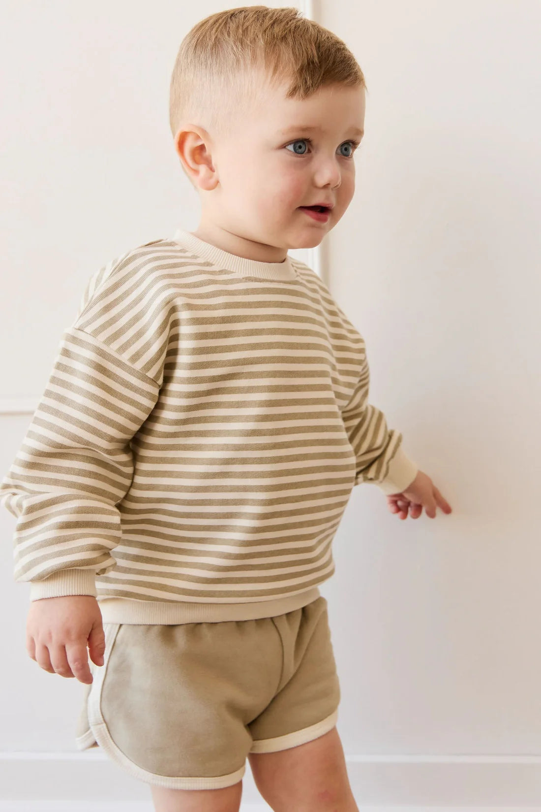Peyton Sweatshirt - Slim Stripe Sandy Brown/Cloud