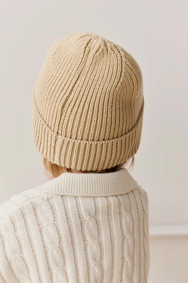 Leon Knitted Beanie - Hay 0-2Yrs