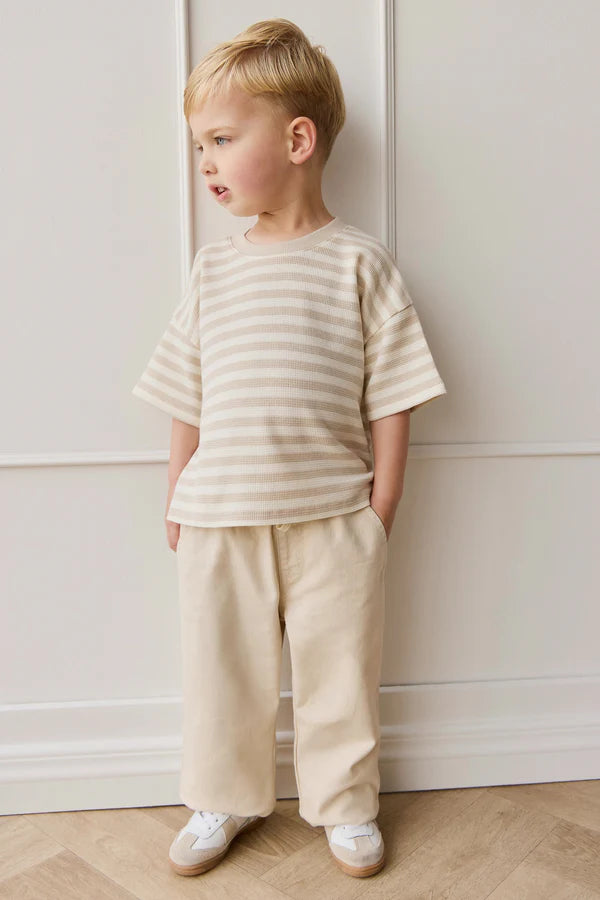 Waffle Leith Tee - Stripe Oat/Cloud