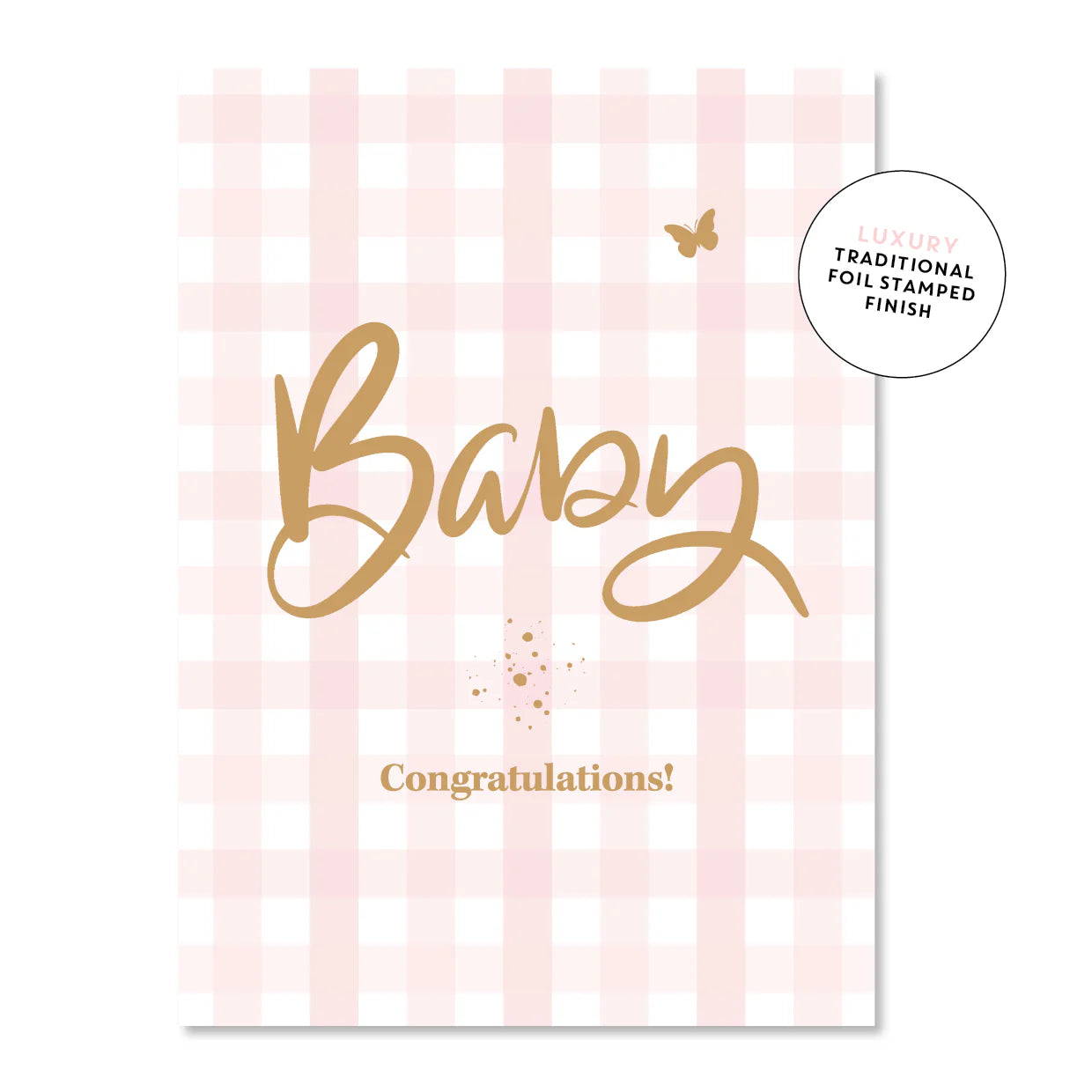 Card - Baby Gingham - Pink