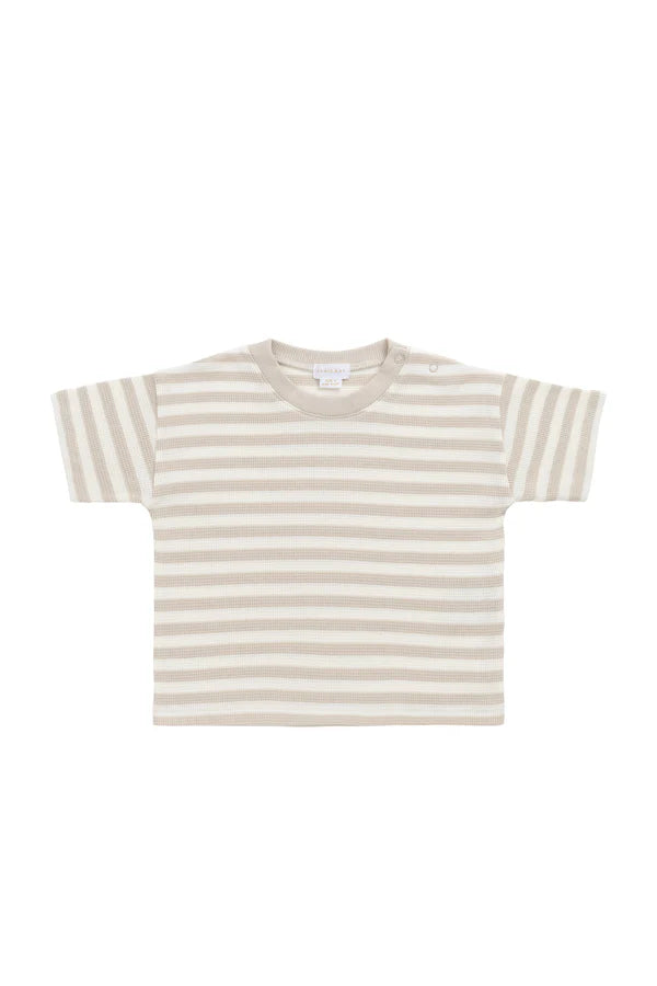 Waffle Leith Tee - Stripe Oat/Cloud