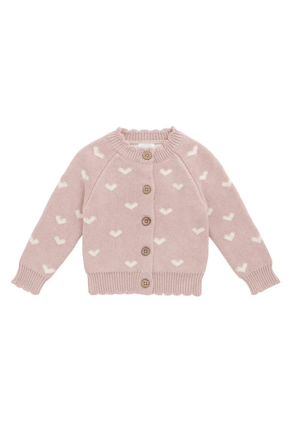 Anna Cardigan - Petite Heart Rose Smoke