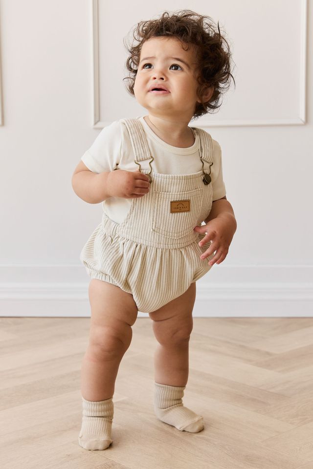 Pax Playsuit - Sandy Brown/Cloud Stripe